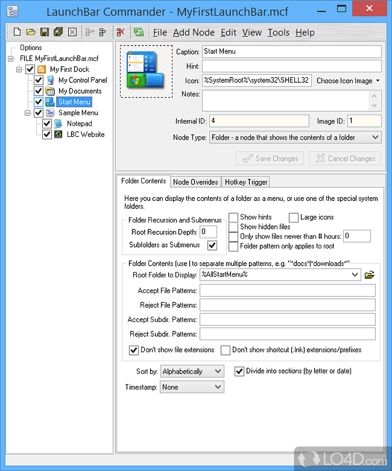 LaunchBar Commander Portable: User interface - Screenshot of LaunchBar Commander Portable