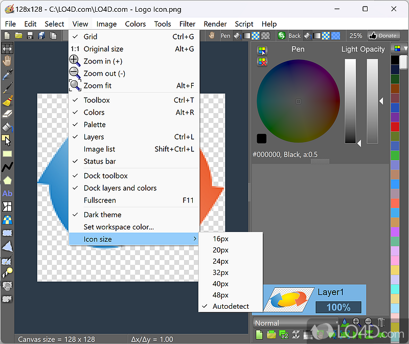 A Free (GPL) Design & photography program for Windows - Screenshot of LazPaint
