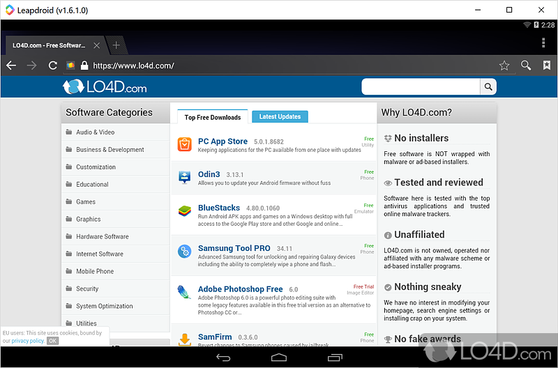Use a wide range of Android apps on your Windows PC - Screenshot of Leapdroid