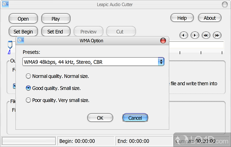 Leapic Audio Cutter: User interface - Screenshot of Leapic Audio Cutter