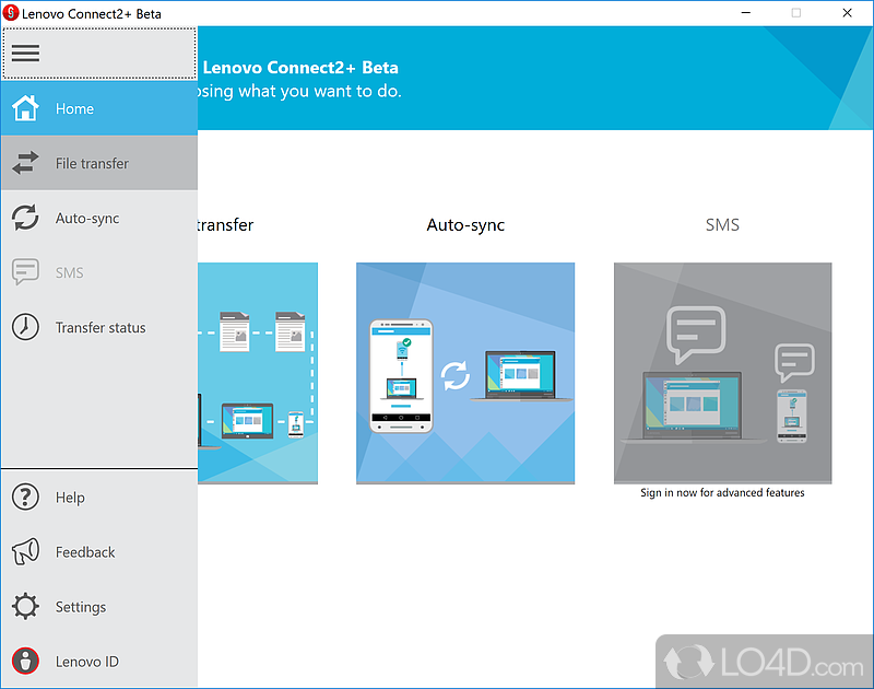 Modern-looking, clutter-free and novice-accessible user interface - Screenshot of Lenovo Connect2