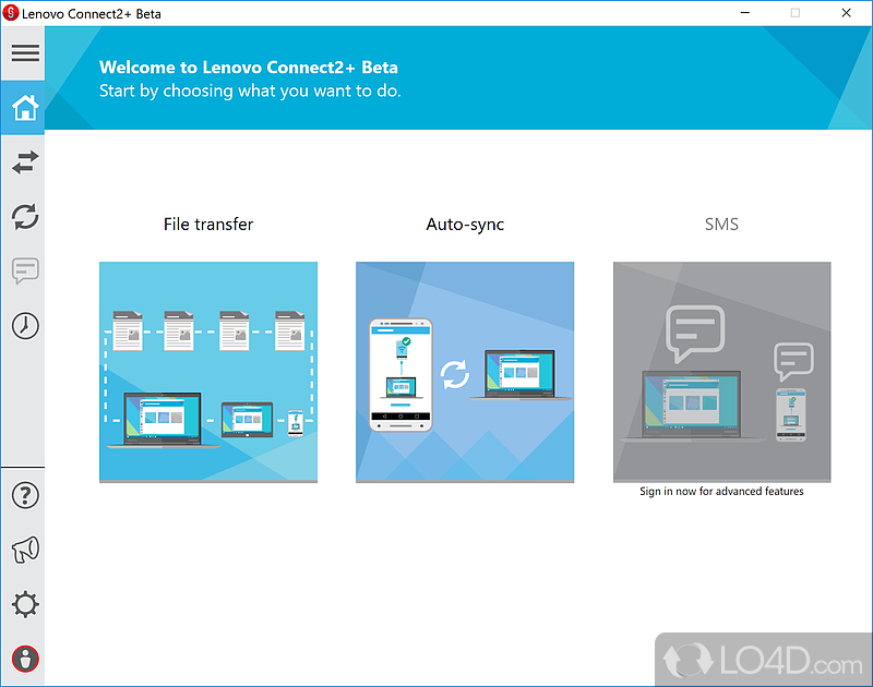 Transfer files between PC or other Window devices and Android-based smartphones - Screenshot of Lenovo Connect2