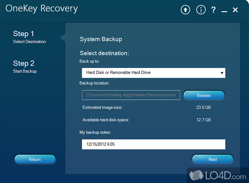 Backup and restore the operating system on Lenovo laptop in case of OS failure - Screenshot of Lenovo OneKey Recovery