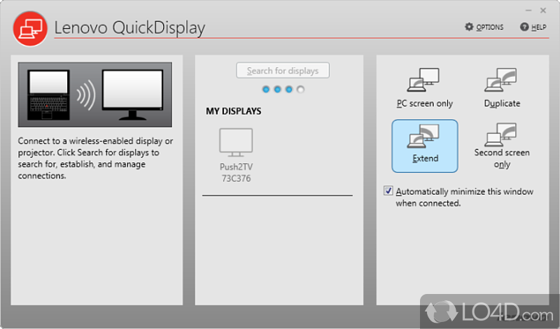 Utility for Lenovo PCs that can share a wireless display easily - Screenshot of Lenovo QuickDisplay