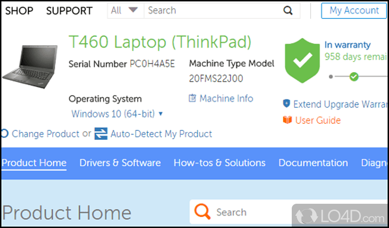 Lenovo Service Bridge: User interface - Screenshot of Lenovo Service Bridge