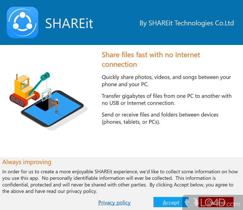 Send and receive files between various device types, including computers and mobiles, all thanks to this app - Screenshot of Lenovo SHAREit