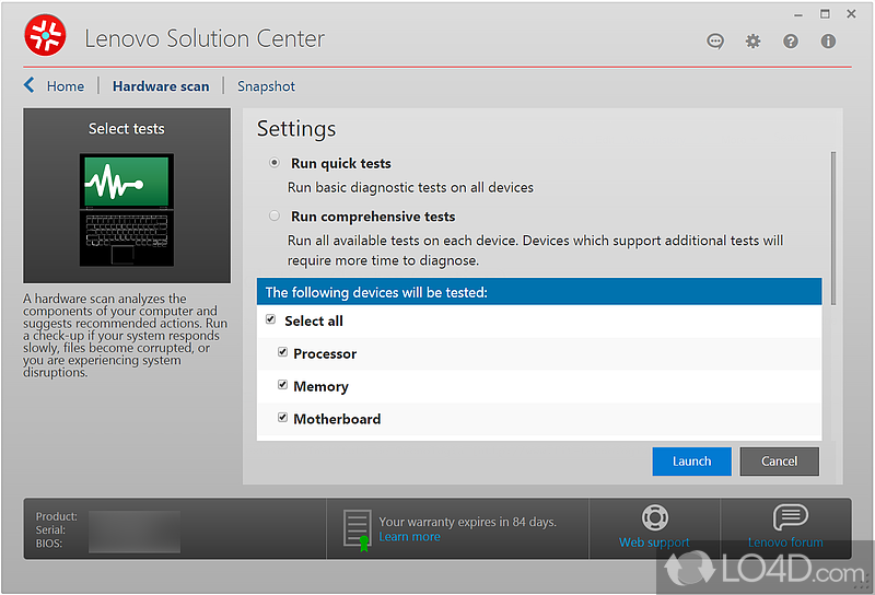 Lenovo Solution Center screenshot