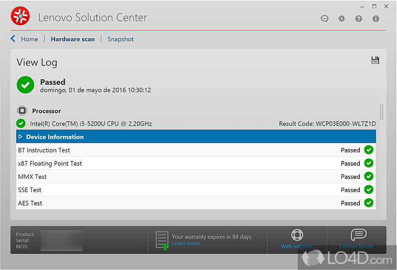 Lenovo Solution Center screenshot