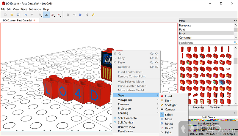 Design and create using Lego bricks - Screenshot of LeoCAD