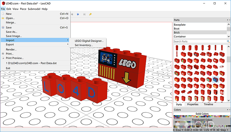 3D modelling program for creating virtual LEGO models - Screenshot of LeoCAD