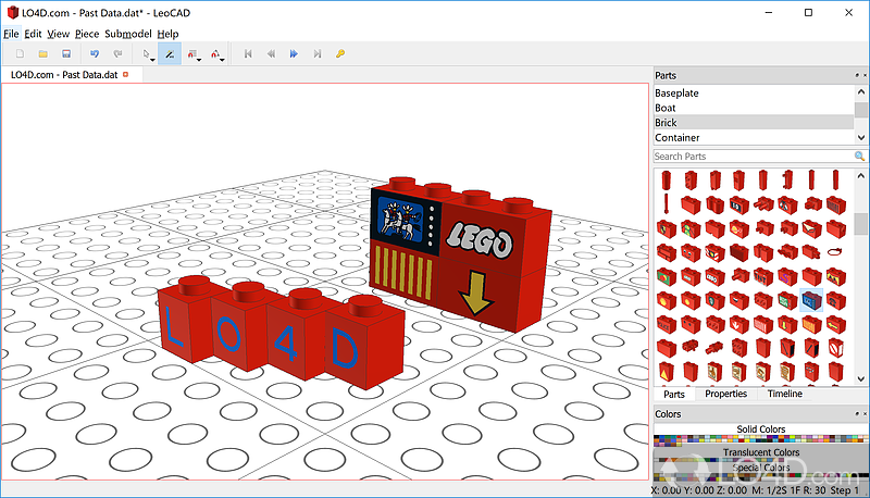 Use Lego bricks similar to those found in many toys, so that create own designs - Screenshot of LeoCAD