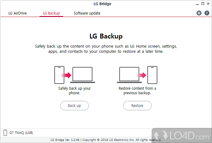 It entails a medium-difficulty setup and configuration - Screenshot of LG Bridge
