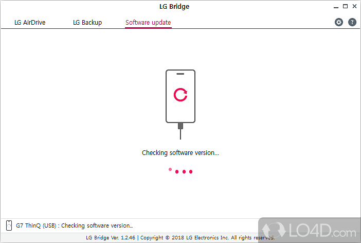 Allows you to do backups and updates - Screenshot of LG Bridge