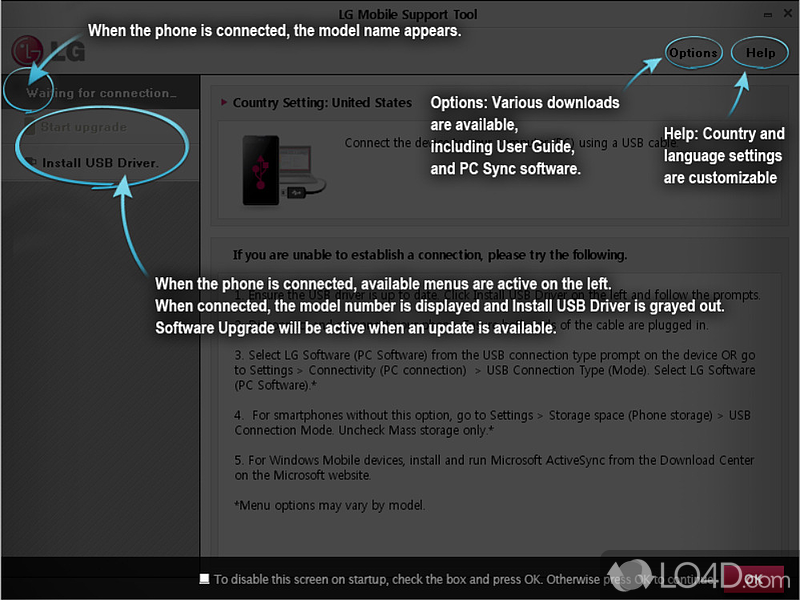 Simple-to-handle GUI - Screenshot of LG Support Tool