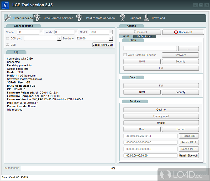 LGTool: User interface - Screenshot of LGTool