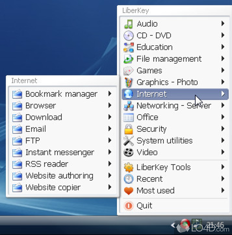 LiberKey: Main features - Screenshot of LiberKey