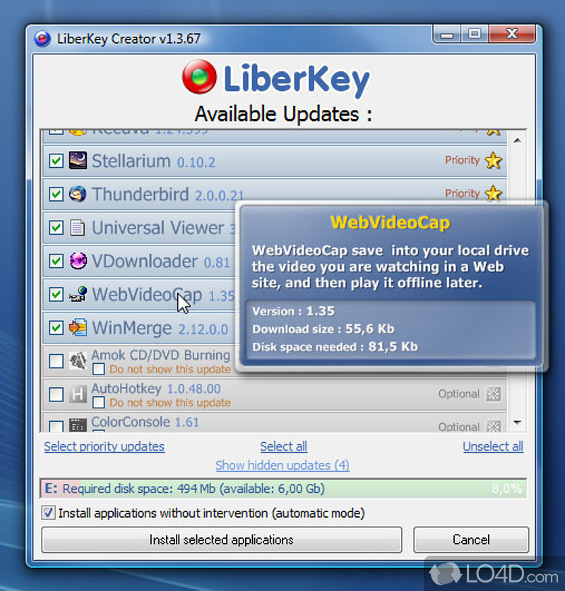 Rich set of configuration settings - Screenshot of LiberKey