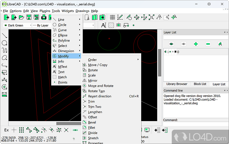 Create and edit 2D models - Screenshot of LibreCAD