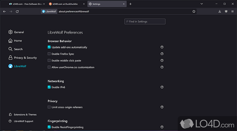 LibreWolf: Tracking - Screenshot of LibreWolf