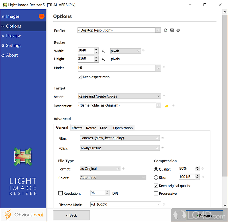 Supports numerous source formats - Screenshot of Light Image Resizer