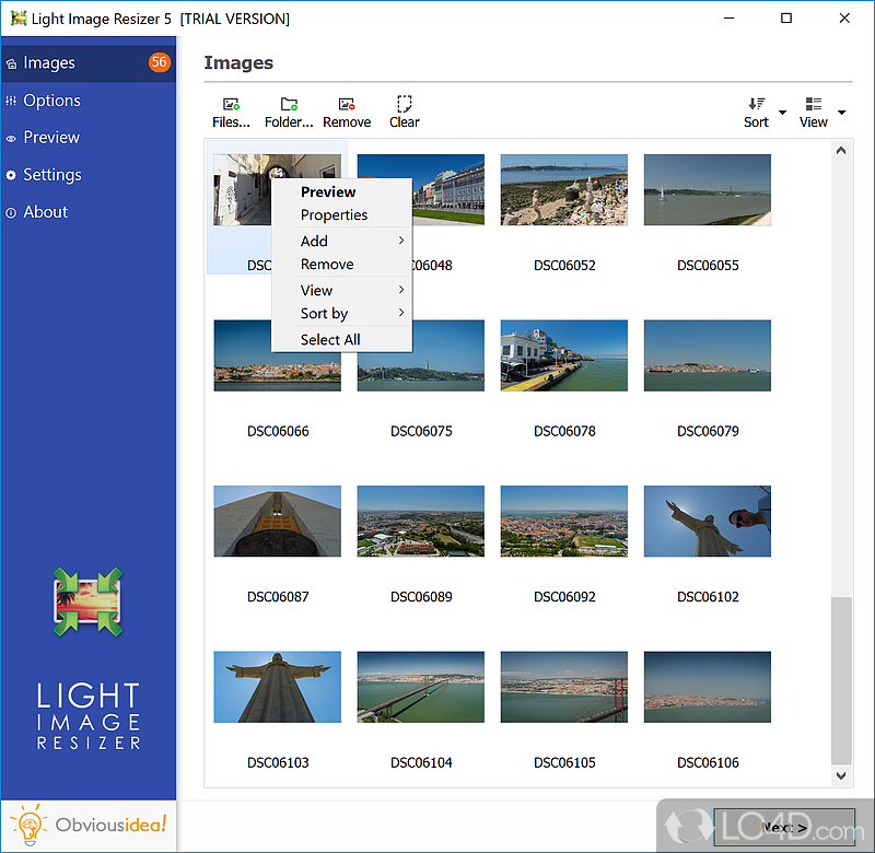 Resize and convert images - Screenshot of Light Image Resizer