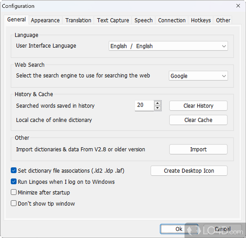 Lingoes: User interface - Screenshot of Lingoes