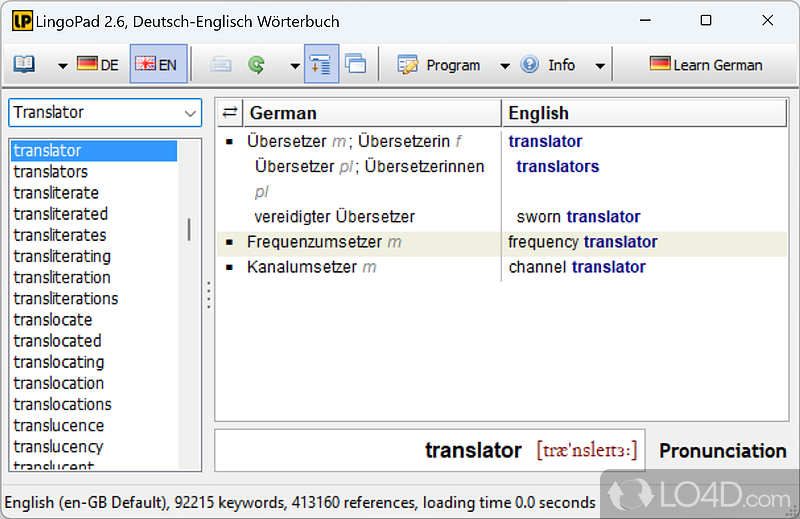Accessible and straightforward interface - Screenshot of LingoPad