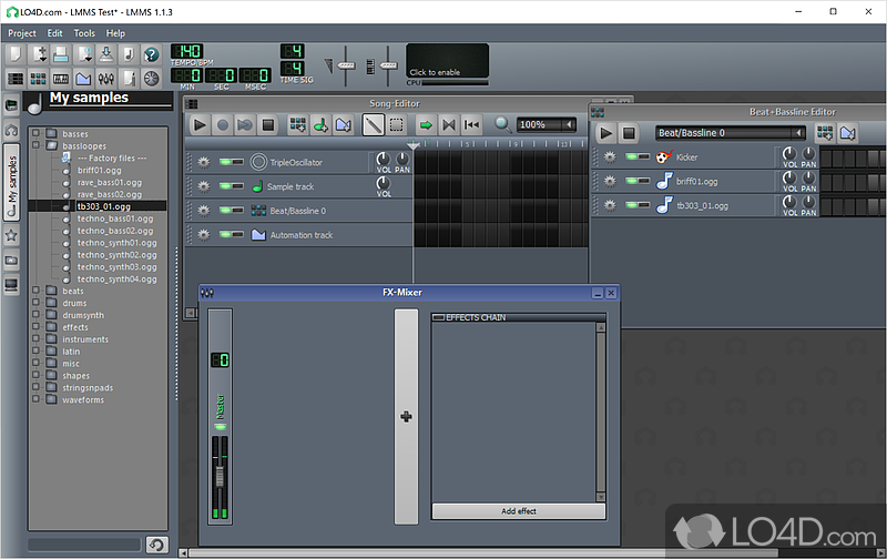 Song editing, mixing and synthesizing - Screenshot of Linux Multimedia Studio