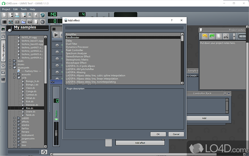Windows adaptation of the LMMS media player - Screenshot of Linux Multimedia Studio