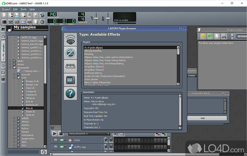 Linux Multimedia Studio: User interface - Screenshot of Linux Multimedia Studio