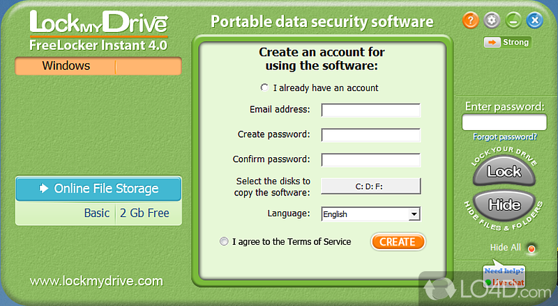 Secure and protect your files - Screenshot of Lockmydrive FreeLocker