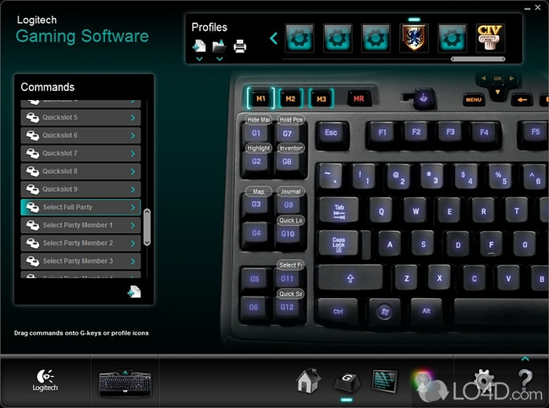 Enable and manage drivers for mouse and keyboard - Screenshot of Logitech Gaming Software