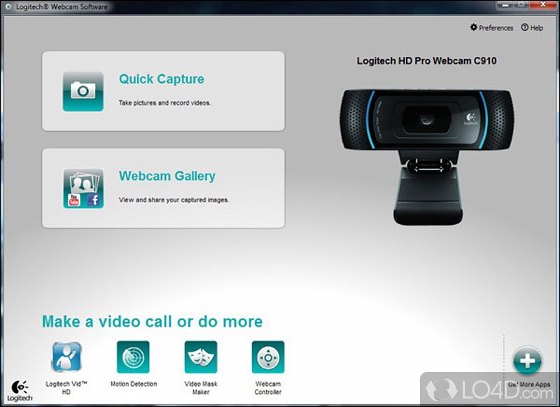 Set Up Your Logitech Cam With This App - Screenshot of Logitech HD Webcam Software