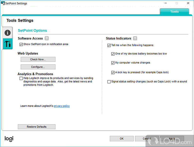 logitech unifying software setpoint