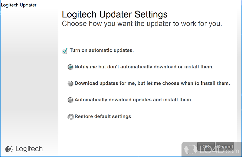 Game-mode settings activate automatically - Screenshot of Logitech SetPoint