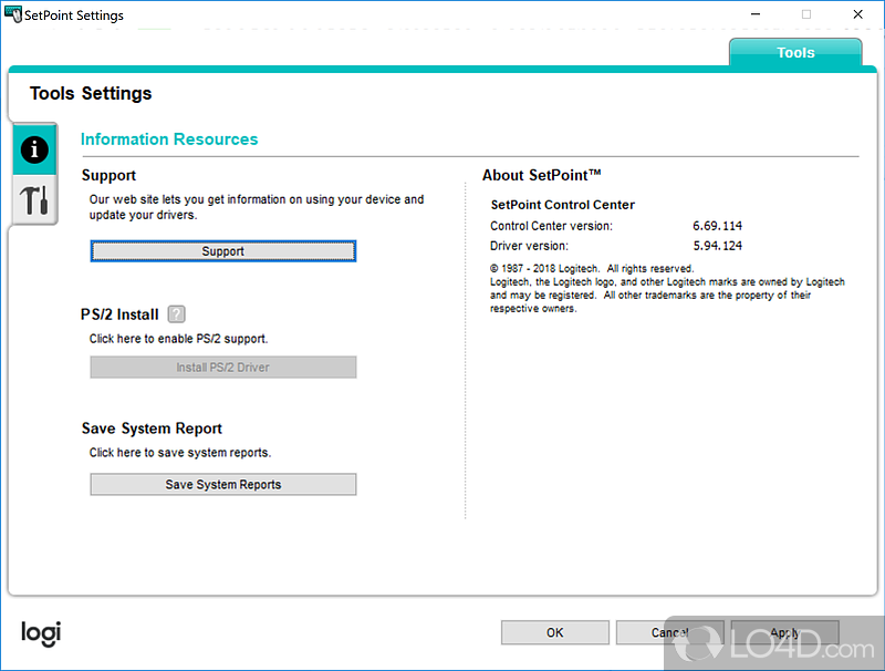 logitech setpoint redirect mouse options setting page