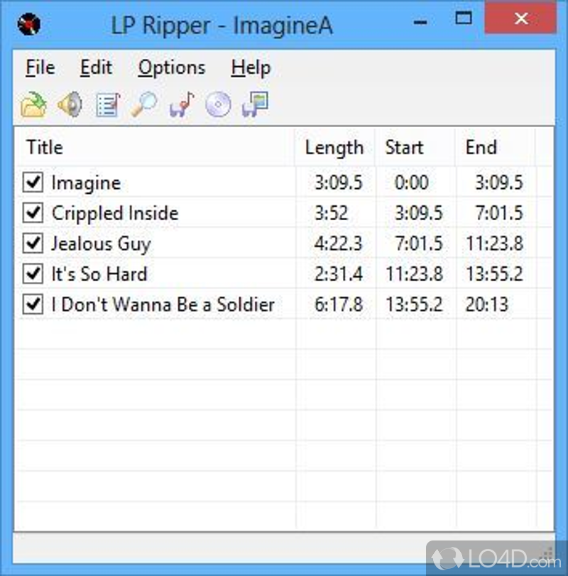 Split vinyl LP WAV recordings into tracks - Screenshot of LP Ripper