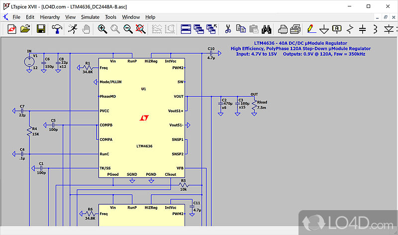 Simulate switching regulators and analog circuits - Screenshot of LTspice