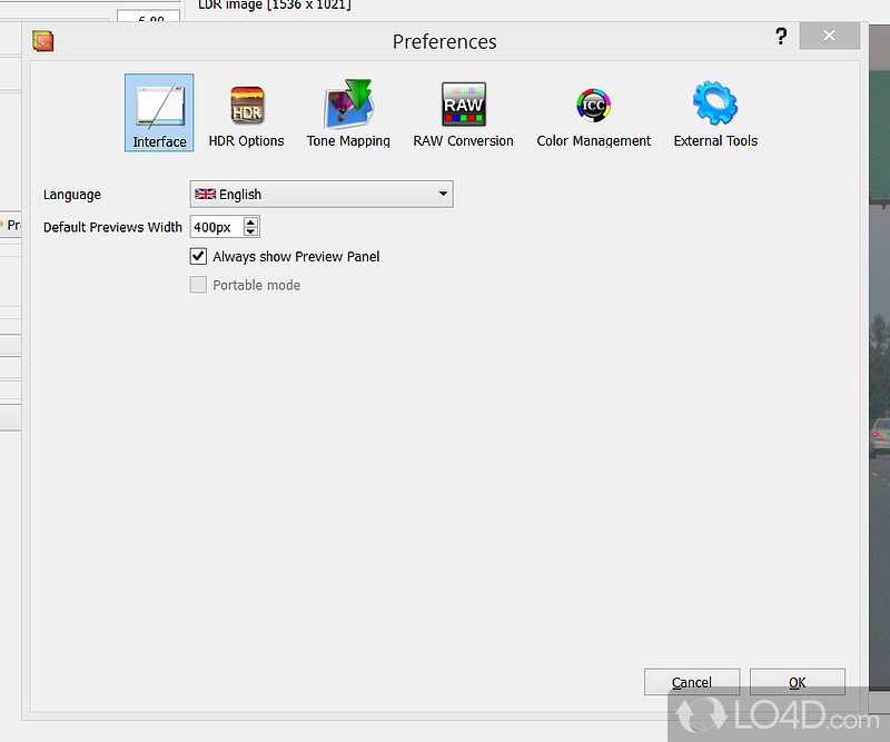 Luminance HDR: User interface - Screenshot of Luminance HDR