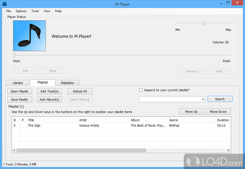 Compact audio player that helps you listen to audio files quickly - Screenshot of M-Player