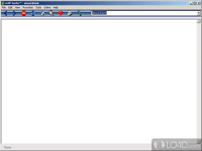 Access websites, add and manage bookmarks or view browser history - Screenshot of m9P Surfer