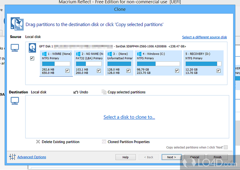 Create exact images of your hard drive and server and clone them - Screenshot of Macrium Reflect Free