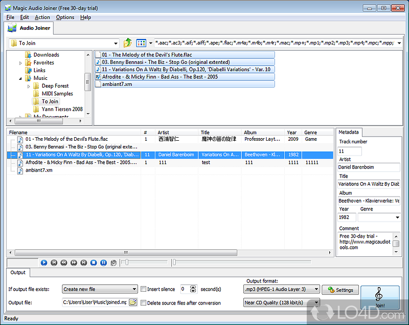 Merge audio tracks into a single file with this program that lets you control the encoder priority level - Screenshot of Magic Audio Joiner