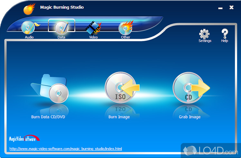 Create burn erase data,video,audio,multisession CD,DVD discs - Screenshot of Magic Burning Studio