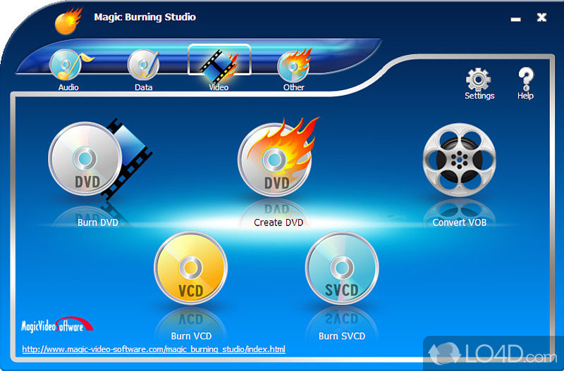 Magic Burning Studio: User interface - Screenshot of Magic Burning Studio