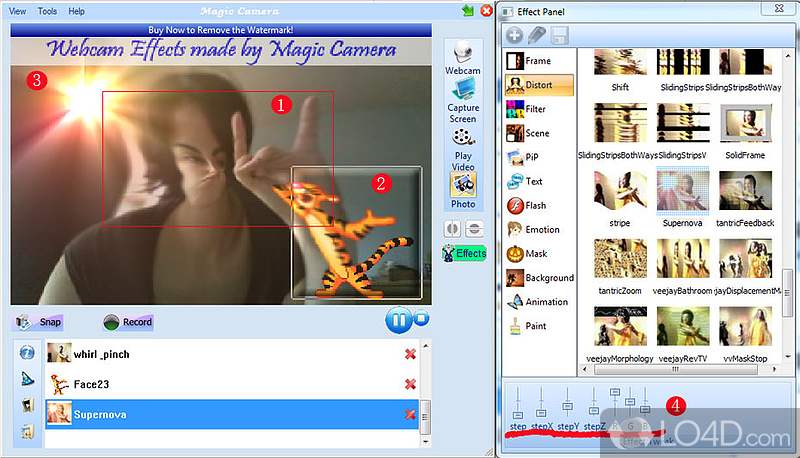 Add a virtual webcam with cool webcam effects - Screenshot of Magic Camera