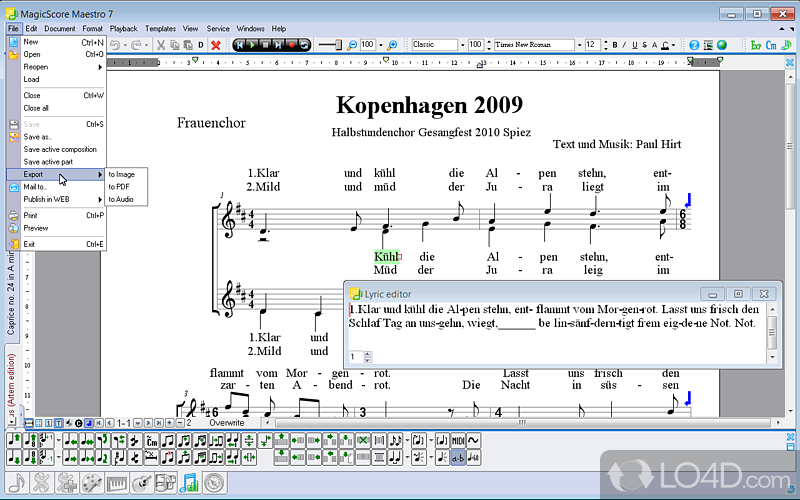 Music notation software - Screenshot of MagicScore Maestro