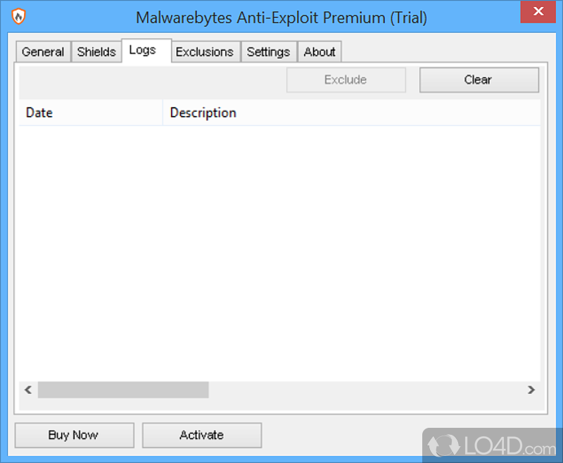 Malwarebytes Anti-Exploit: User interface - Screenshot of Malwarebytes Anti-Exploit