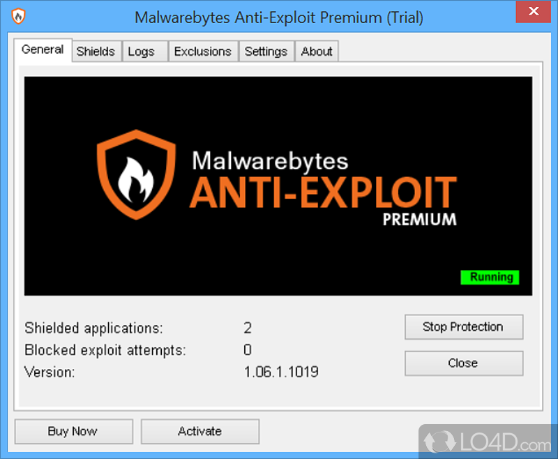 Malwarebytes Anti-Exploit: Security - Screenshot of Malwarebytes Anti-Exploit