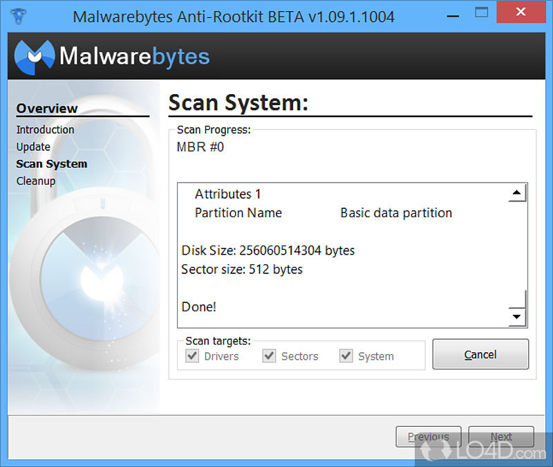 Anti-rootkit tool which removes certain types of rootkits - Screenshot of Malwarebytes Anti-Rootkit